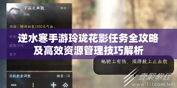 逆水寒手游玲珑花影任务全攻略及高效资源管理技巧解析