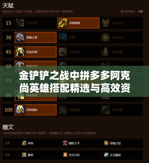 金铲铲之战中拼多多阿克尚英雄搭配精选与高效资源管理策略指南