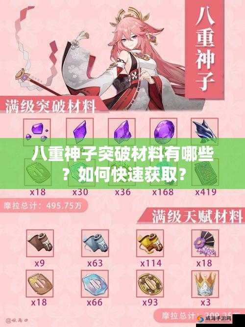 八重神子突破材料有哪些？如何快速获取？