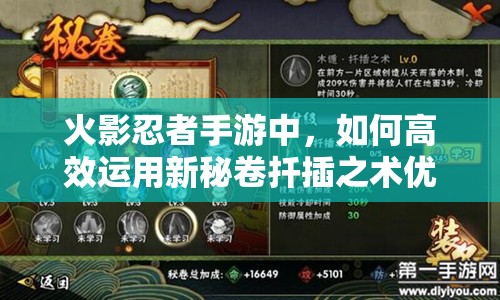 火影忍者手游中，如何高效运用新秘卷扦插之术优化资源管理？