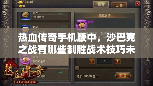 热血传奇手机版中，沙巴克之战有哪些制胜战术技巧未解之谜？