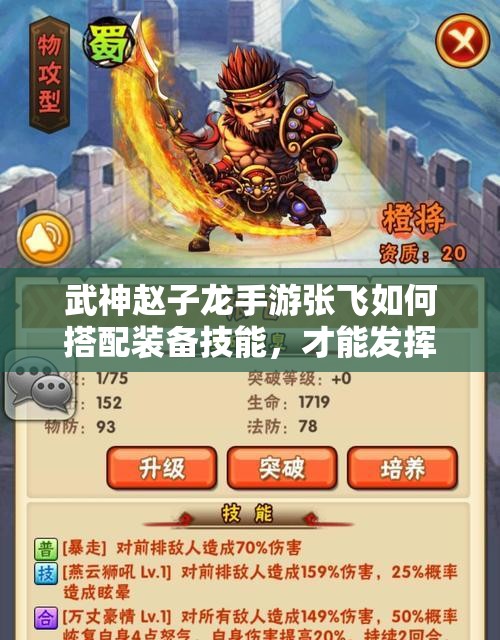 武神赵子龙手游张飞如何搭配装备技能，才能发挥最大战斗力？