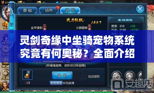 灵剑奇缘中坐骑宠物系统究竟有何奥秘？全面介绍引发热议