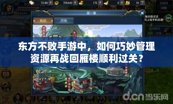 东方不败手游中，如何巧妙管理资源再战回雁楼顺利过关？